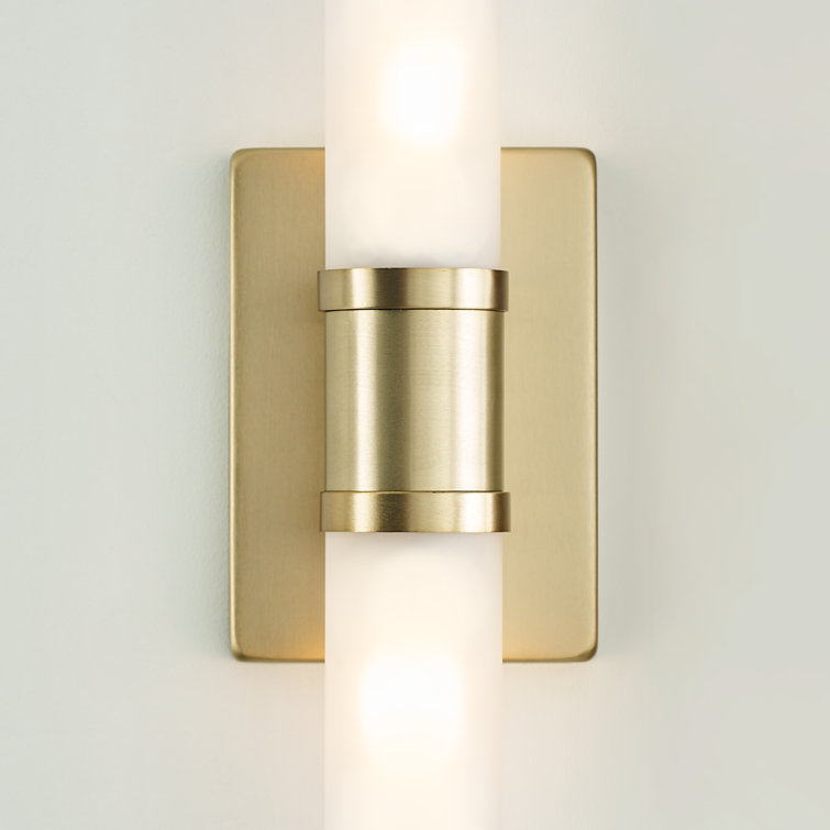 Satin Brass 2-Light Dimmable Vanity Fixture with Glass Shade