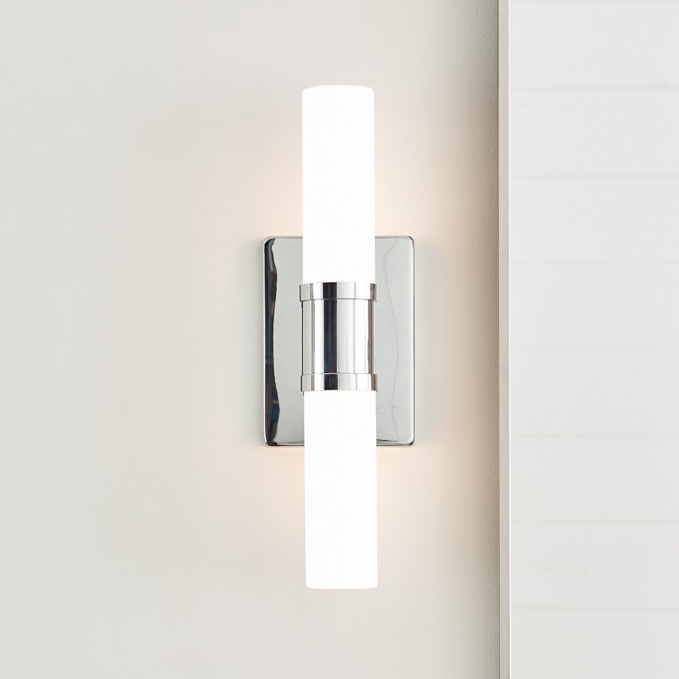Keaton Chrome 2-Light Dimmable Bath Vanity with Satin Etched Glass
