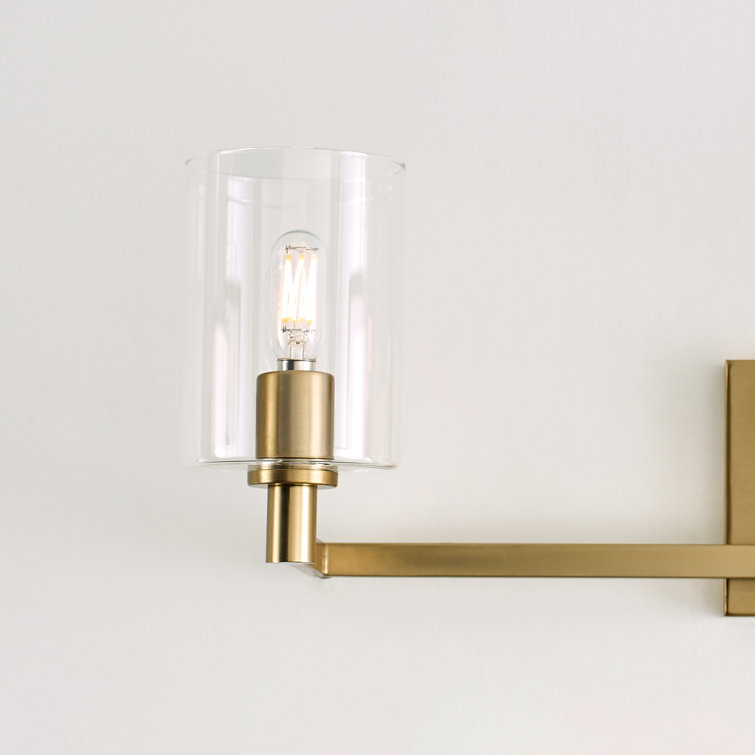 Satin Brass 3-Light Dimmable Vanity Light with Clear Glass Shades