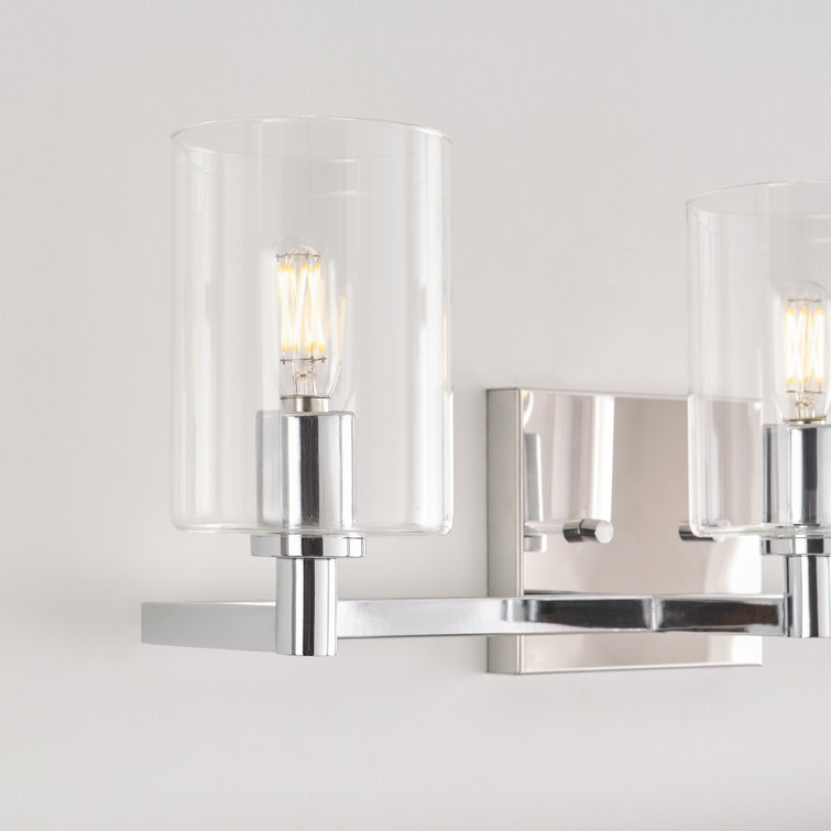 Signe Chrome 3-Light Dimmable Vanity Light with Clear Glass Shades