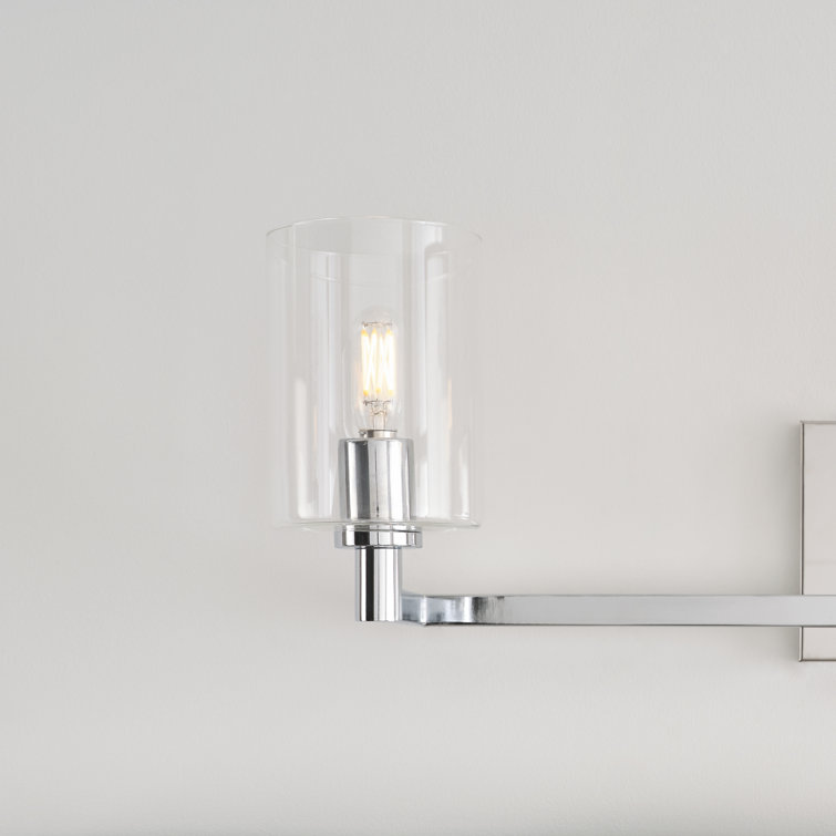 Signe Chrome 3-Light Dimmable Vanity Light with Clear Glass Shades