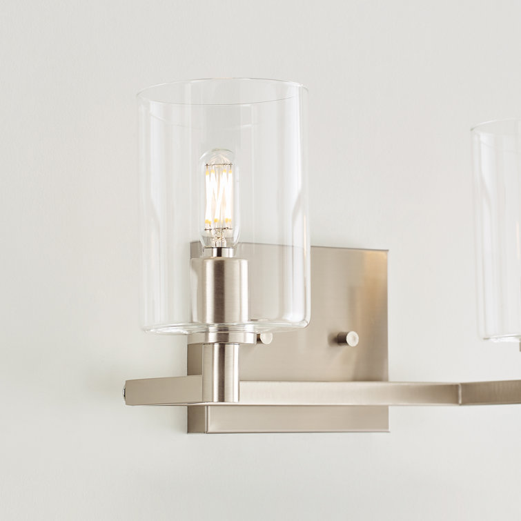 Brushed Nickel 2-Light Dimmable Cylinder Vanity Light