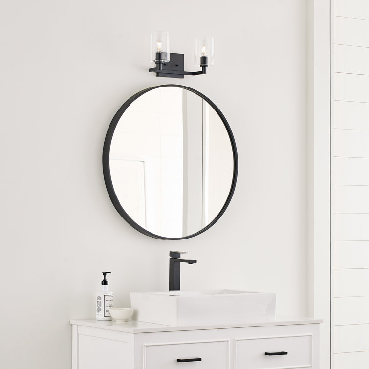 Midnight Black 2-Light Dimmable Vanity Light with Clear Glass Shades