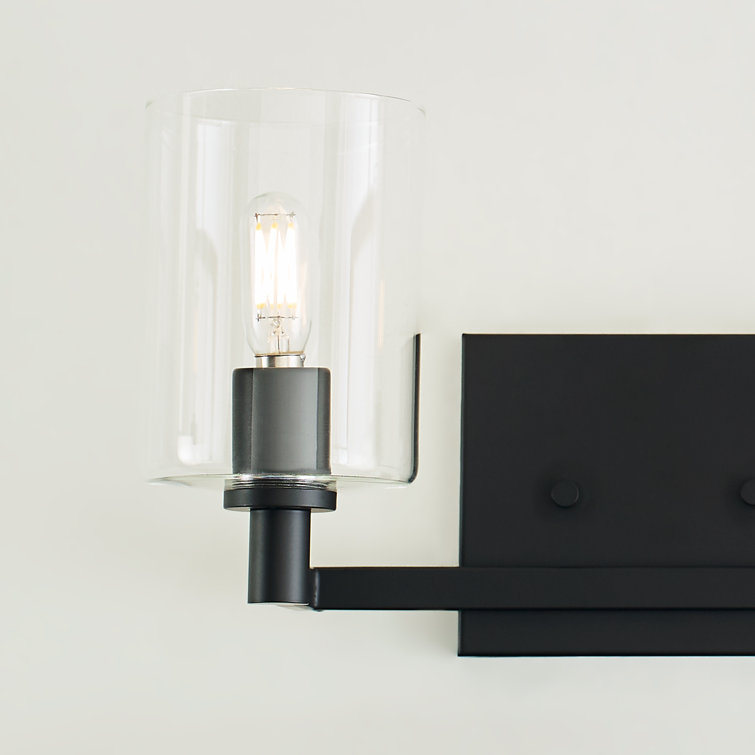 Midnight Black 2-Light Dimmable Vanity Light with Clear Glass Shades