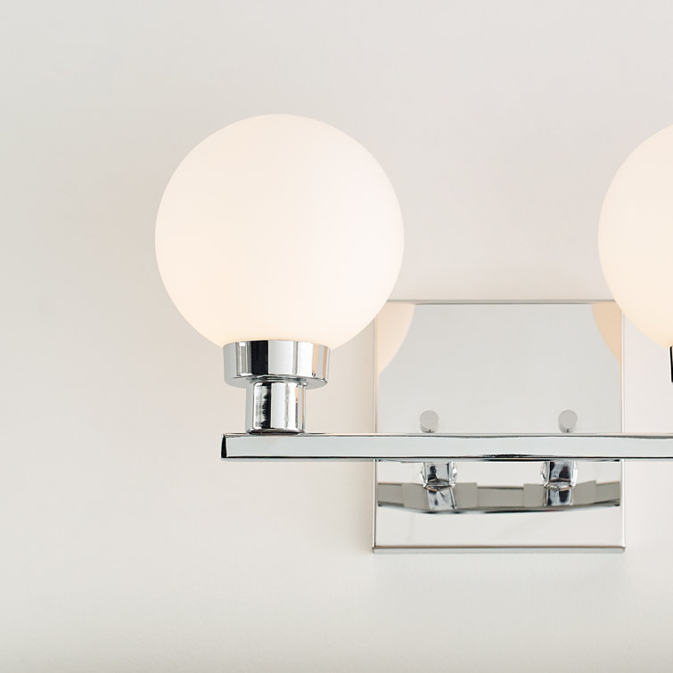 Clybourn Chrome 2-Light Vanity Fixture with Milk Glass Shade