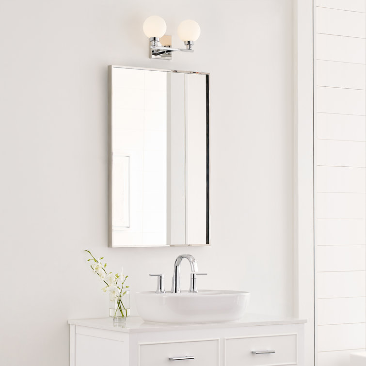 Clybourn Chrome 2-Light Vanity Fixture with Milk Glass Shade
