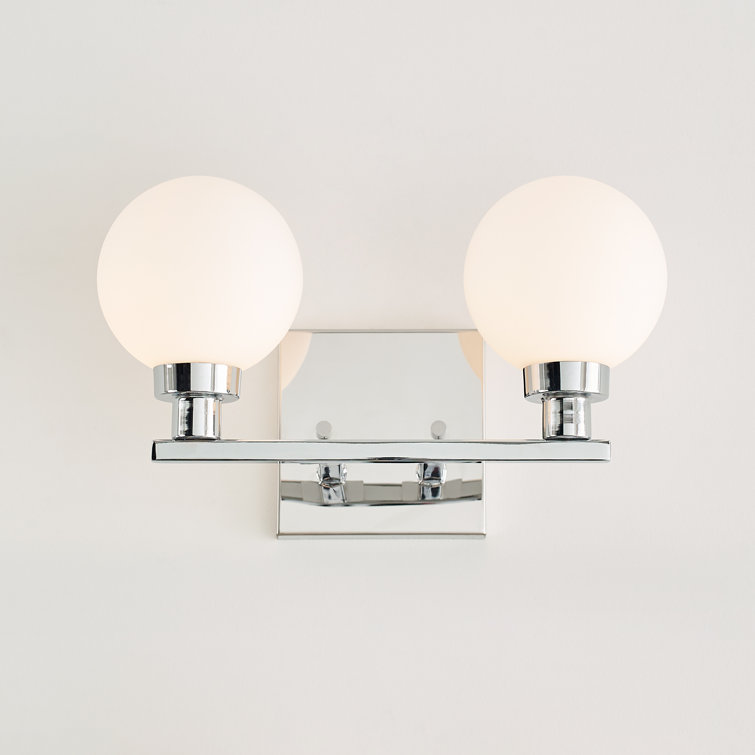 Clybourn Chrome 2-Light Vanity Fixture with Milk Glass Shade