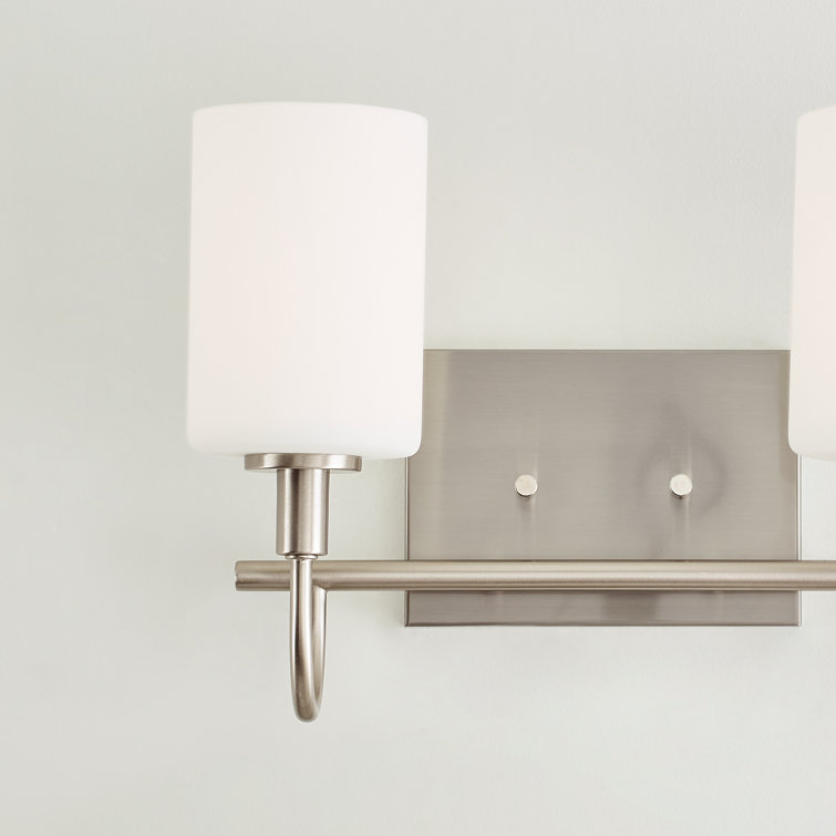 Oak Moore 13.875" Brushed Nickel 2-Light Bath Vanity with Etched Glass
