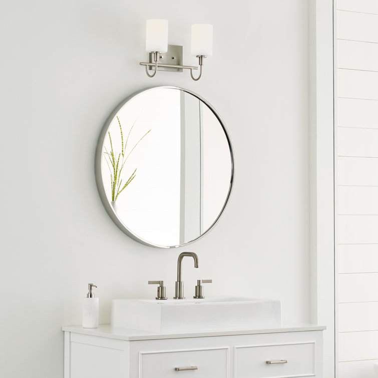 Oak Moore 13.875" Brushed Nickel 2-Light Bath Vanity with Etched Glass
