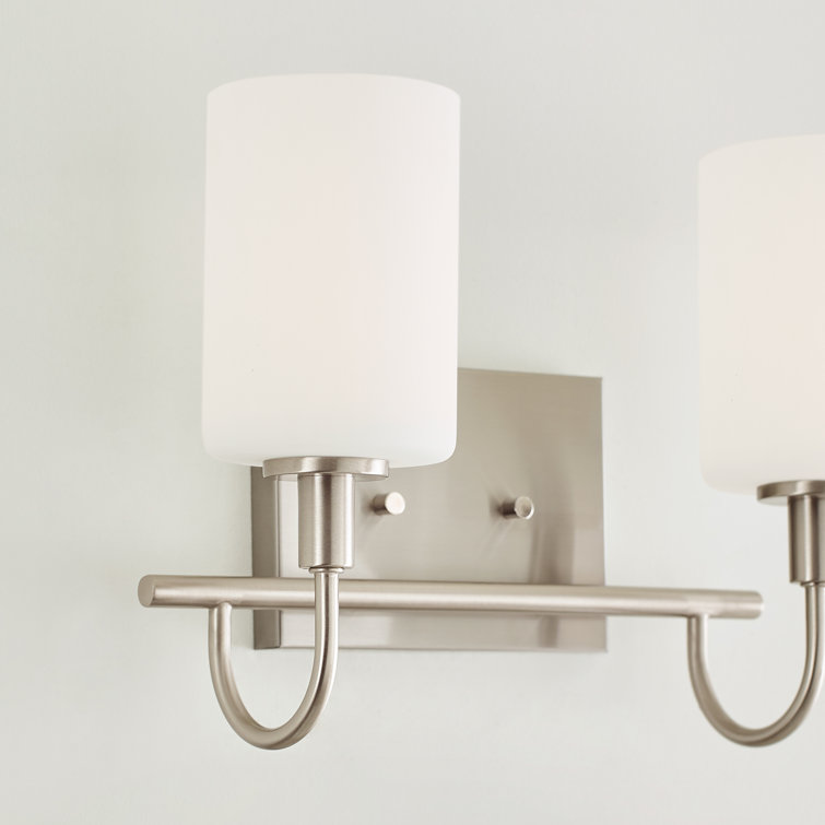 Oak Moore 13.875" Brushed Nickel 2-Light Bath Vanity with Etched Glass