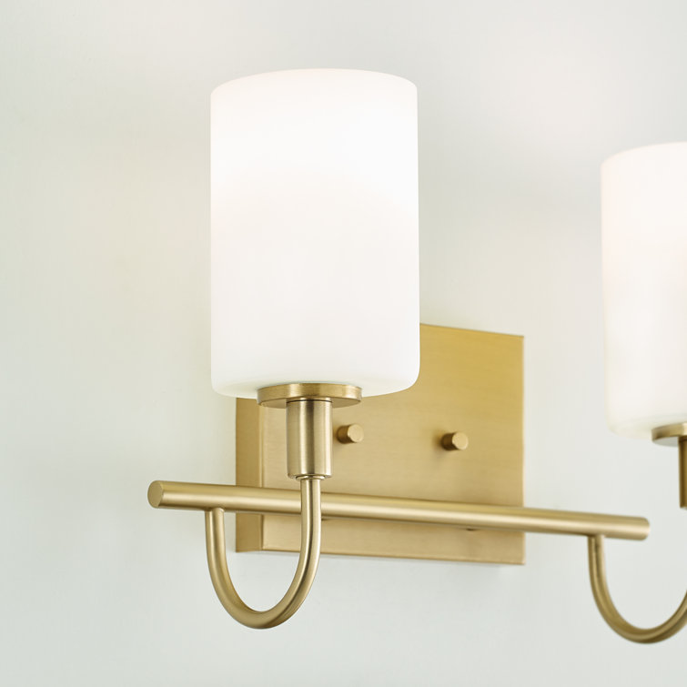 Oak Moore Satin Brass 2-Light Vanity with Etched White Glass