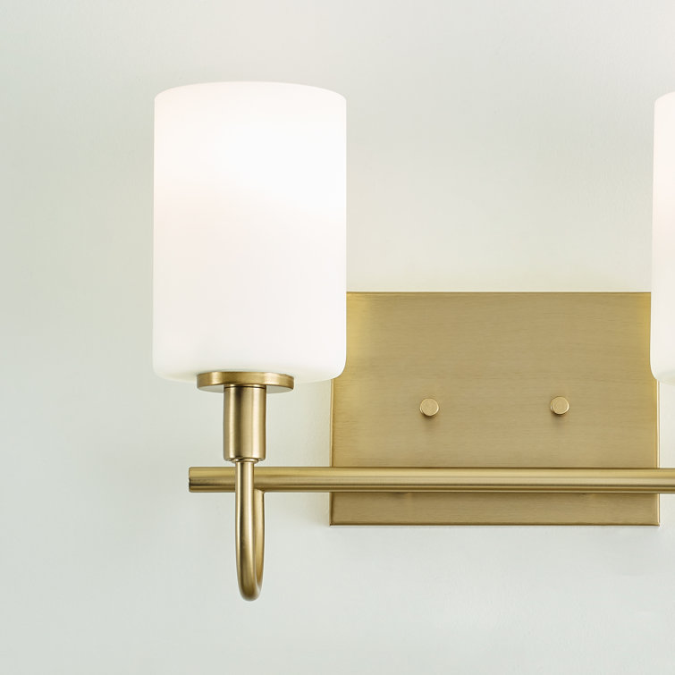 Oak Moore Satin Brass 2-Light Vanity with Etched White Glass