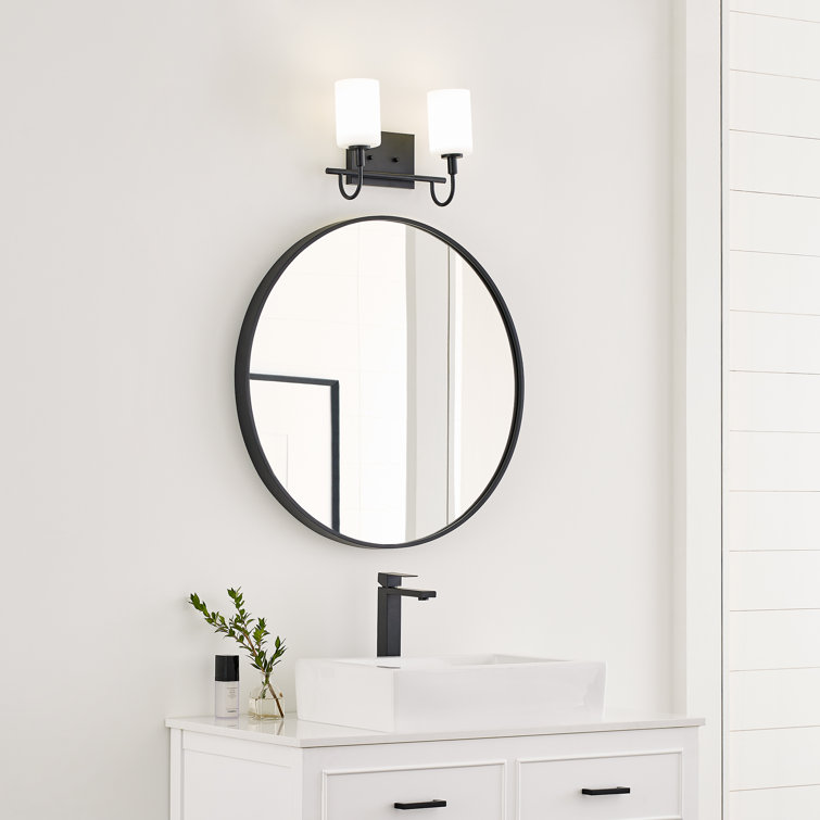 Midnight Black 2-Light Wall Sconce with Etched Glass Shades
