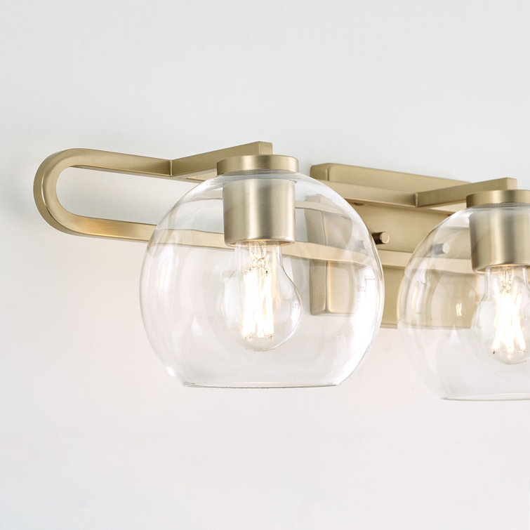 Eveline Satin Brass 3-Light Dimmable Vanity Light with Clear Glass Shades