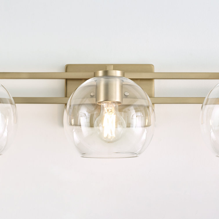 Eveline Satin Brass 3-Light Dimmable Vanity Light with Clear Glass Shades