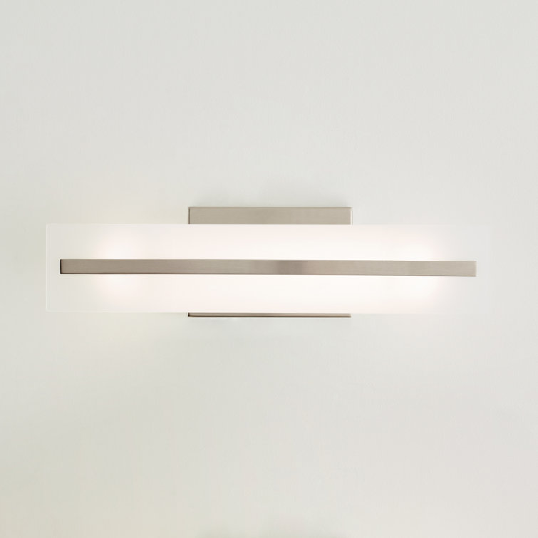 Brushed Nickel Two-Light Satin Etched Glass Vanity Light