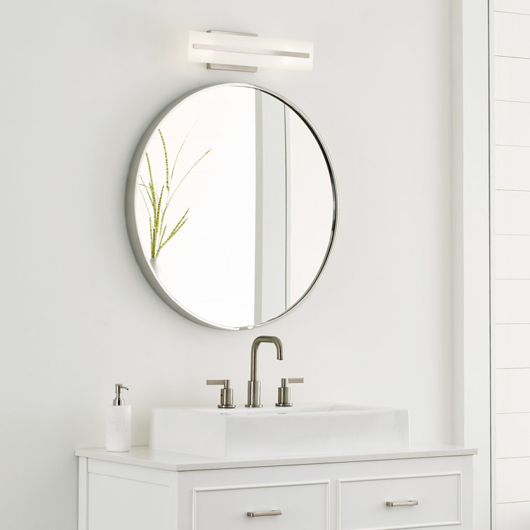 Brushed Nickel Two-Light Satin Etched Glass Vanity Light