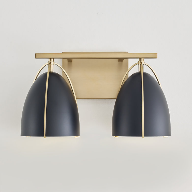 Norman Satin Brass Dual-Light Dimmable Vanity Wall Sconce