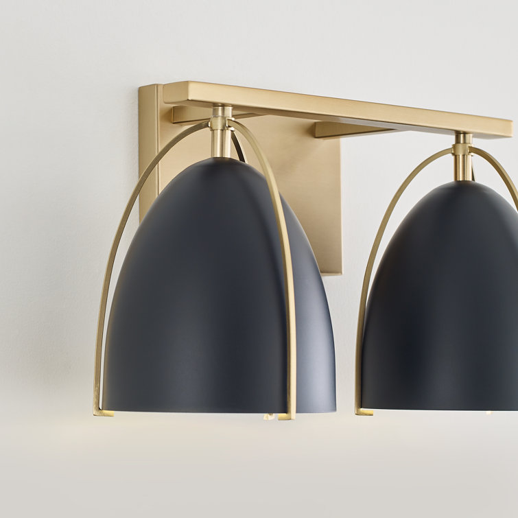Norman Satin Brass Dual-Light Dimmable Vanity Wall Sconce