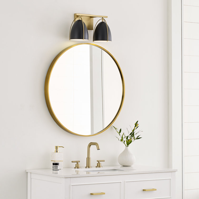 Norman Satin Brass Dual-Light Dimmable Vanity Wall Sconce