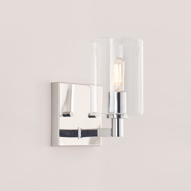 Chrome Cylinder Clear Glass Wall Sconce