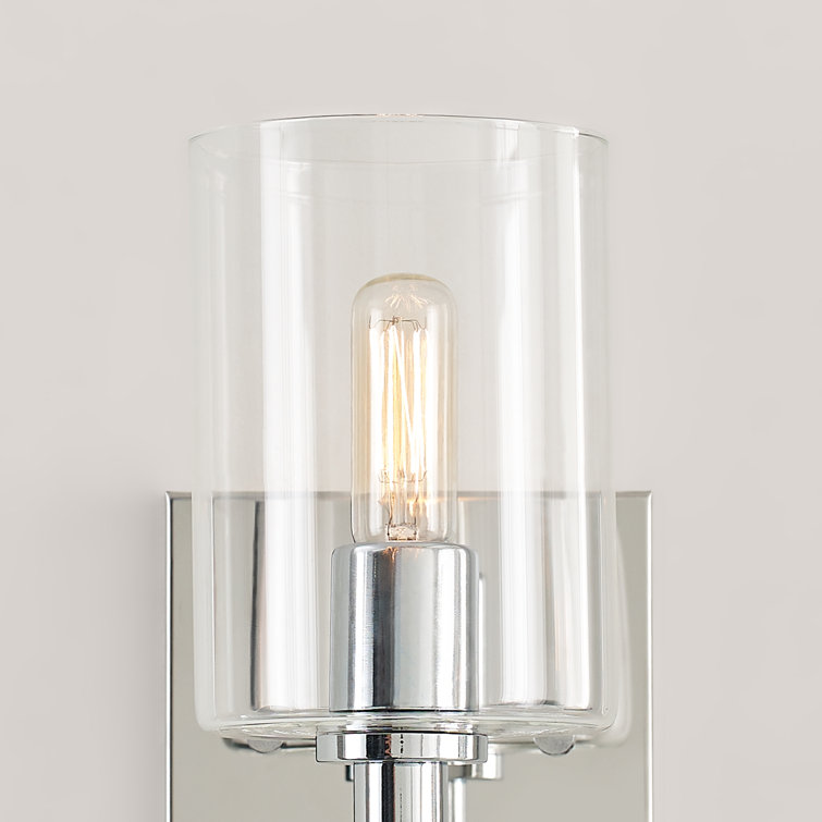 Chrome Cylinder Clear Glass Wall Sconce