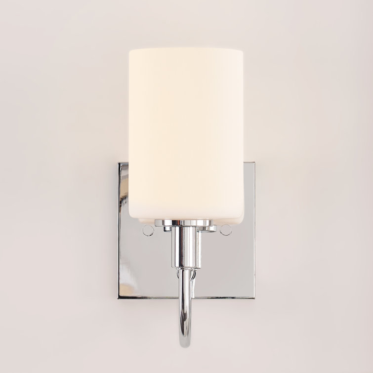 Foxdale Chrome Cylinder Vanity Wall Sconce with Etched Glass