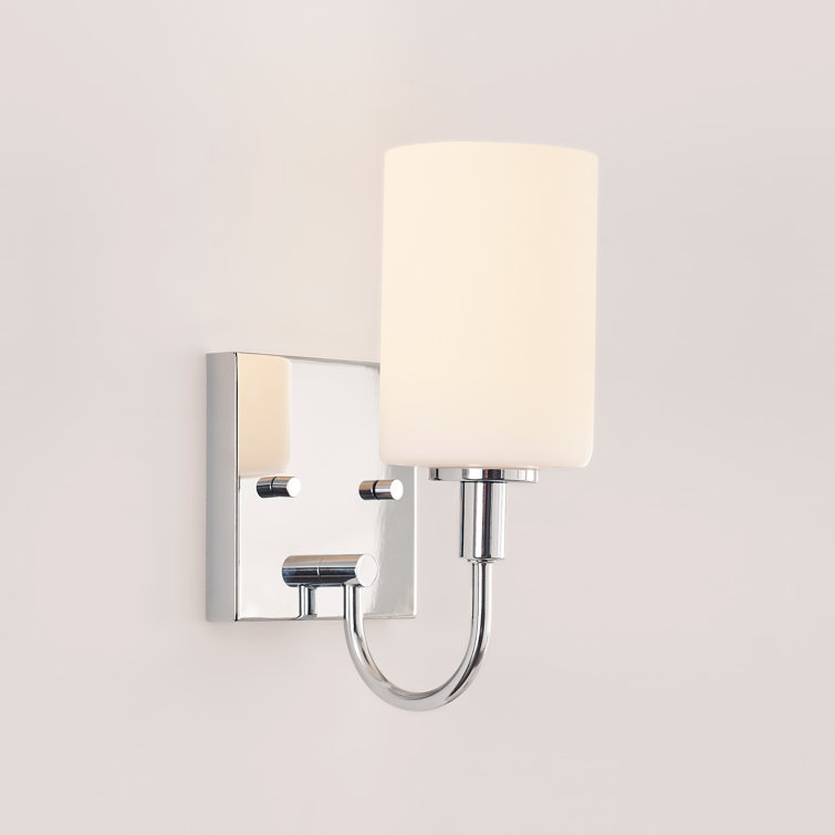 Foxdale Chrome Cylinder Vanity Wall Sconce with Etched Glass