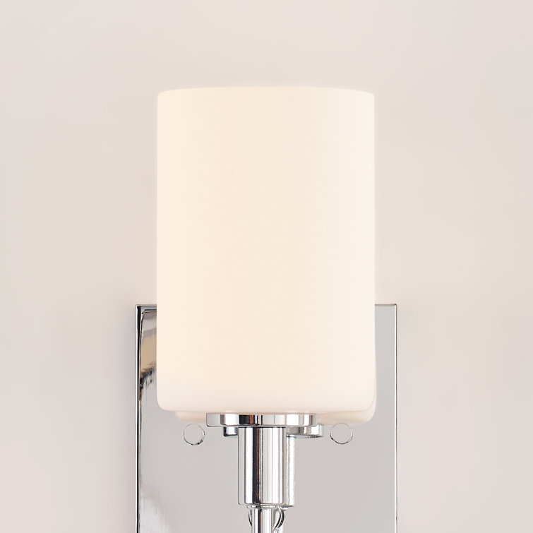 Foxdale Chrome Cylinder Vanity Wall Sconce with Etched Glass