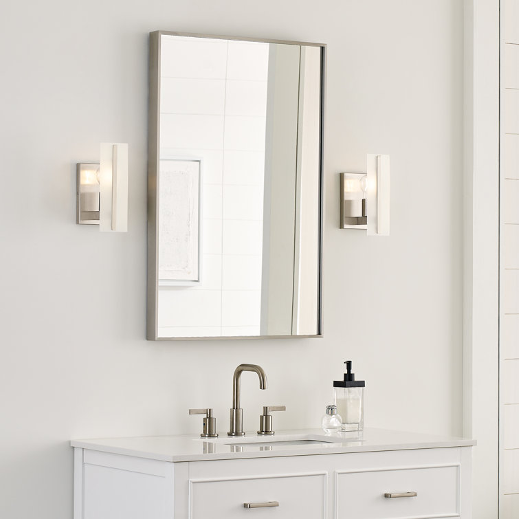 Elegant Brushed Nickel Vanity Sconce with Satin Etched Glass