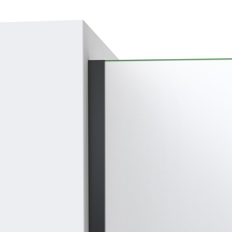 Matte Black Frameless Frosted Tempered Glass Shower Screen with Towel Bar