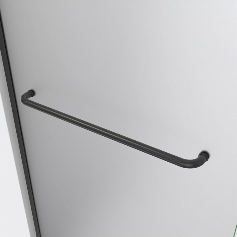 Matte Black Frameless Frosted Tempered Glass Shower Screen with Towel Bar