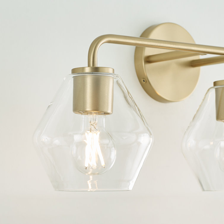Satin Brass 3-Light Dimmable Vanity Light with Clear Glass Shades