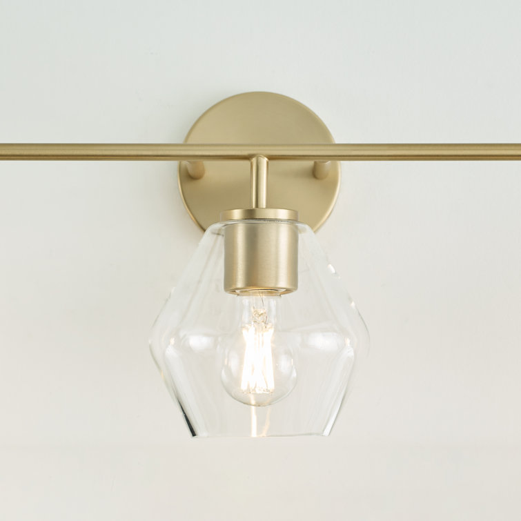 Satin Brass 3-Light Dimmable Vanity Light with Clear Glass Shades