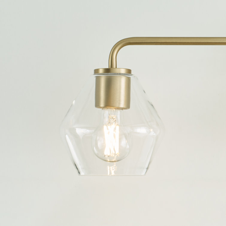 Satin Brass 3-Light Dimmable Vanity Light with Clear Glass Shades