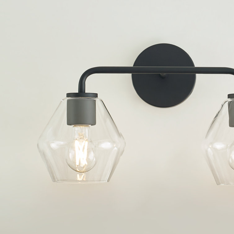 Jett 17" Black and Clear Glass 2-Light Vanity Fixture