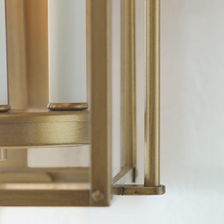 Wellsworth Painted Distressed Brass 3-Light Rectangular Lantern Sconce