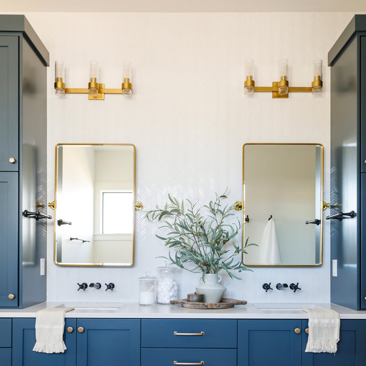 Geneva Burnished Brass 3-Light Vanity Fixture with Fluted Shades