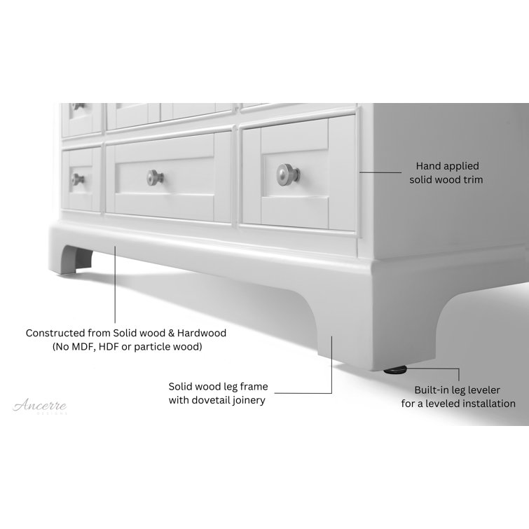 Audrey 60'' White Double Vanity with Carrara Marble Top