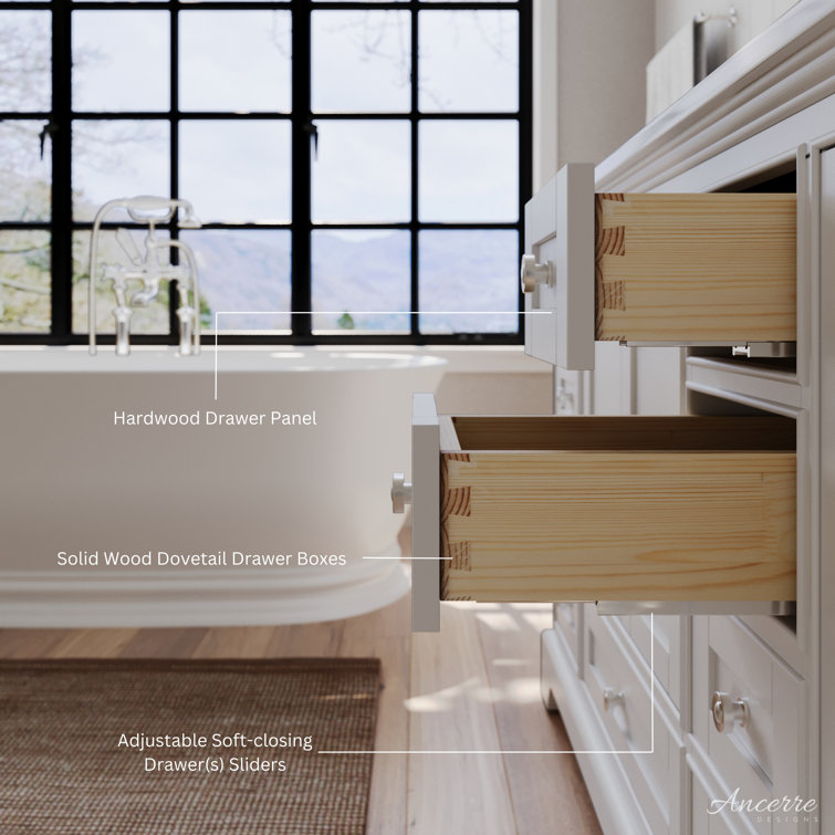 Audrey 60'' White Double Vanity with Carrara Marble Top