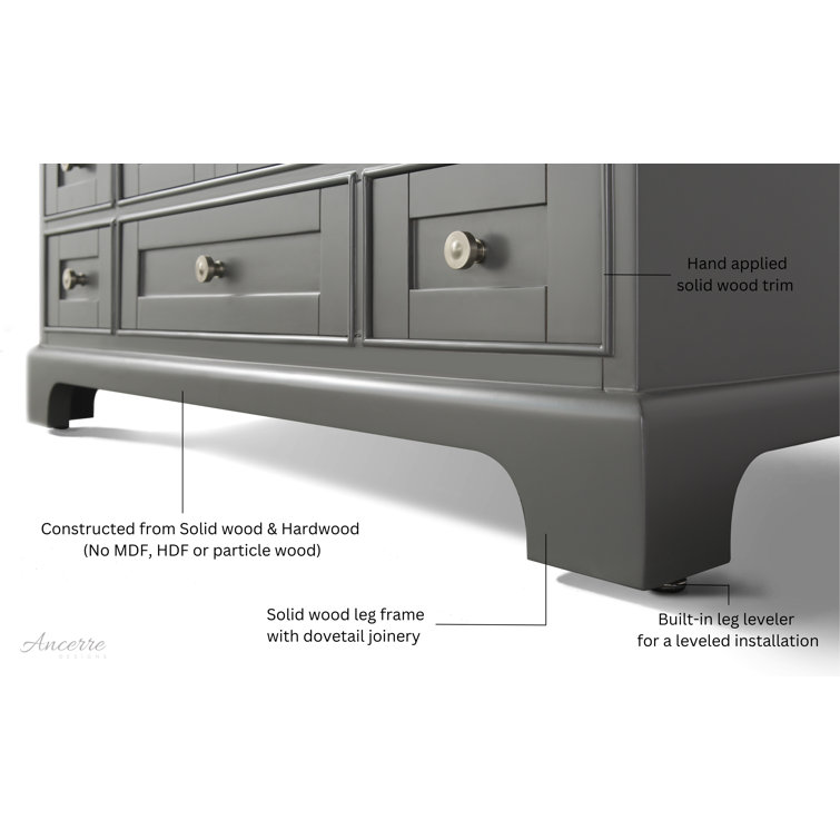 Audrey 72'' Sapphire Gray Double Bathroom Vanity with Marble Top