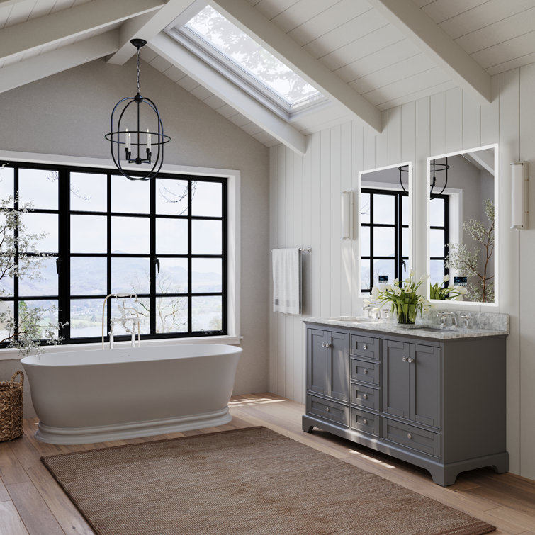 Audrey 60" Sapphire Gray Double Sink Vanity with Marble Top