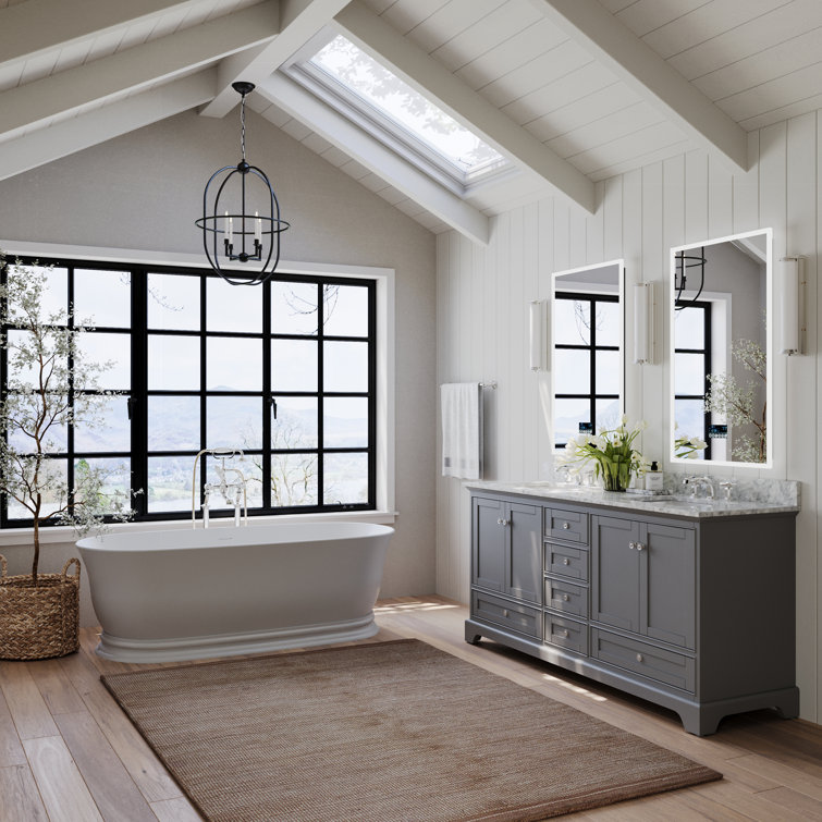 Audrey 72'' Sapphire Gray Double Bathroom Vanity with Marble Top