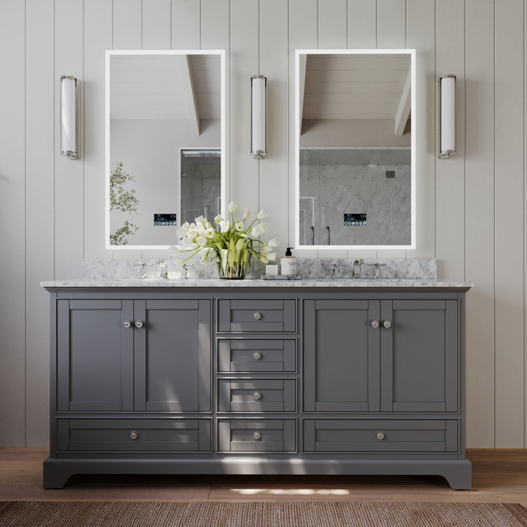 Audrey 72'' Sapphire Gray Double Bathroom Vanity with Marble Top
