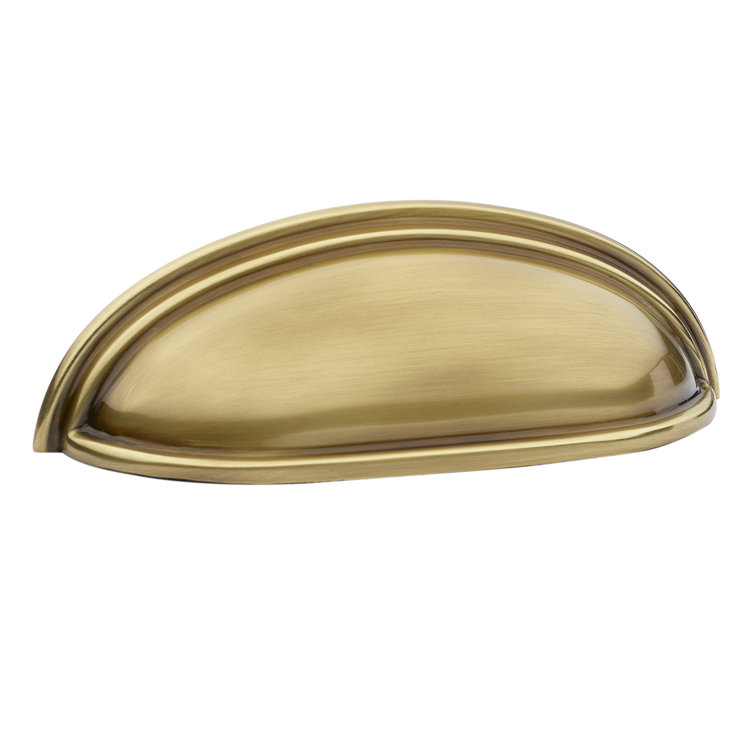 French Antique Brass 3" Traditional Cup Pull with Mounting Hardware
