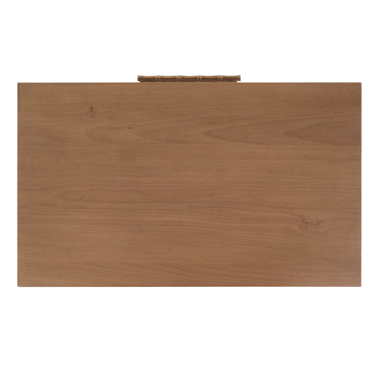 Light Brown Alder Veneer 3-Drawer Nightstand with Raffia Panels