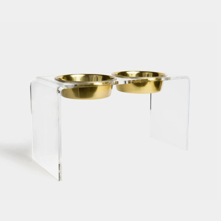 Tall Clear Acrylic Elevated Pet Feeder with Stainless Steel Bowls