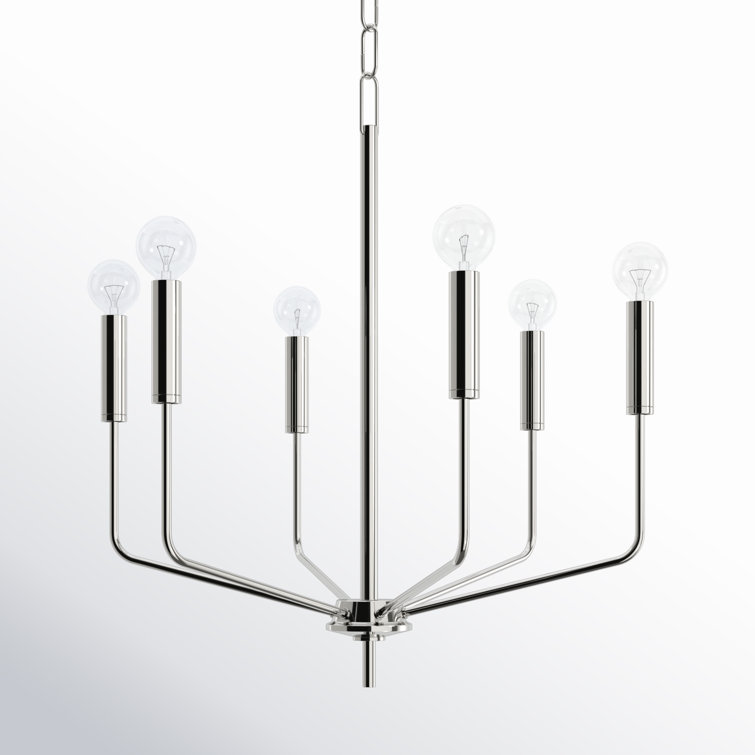 Polished Nickel 6-Light Candle Style Chandelier