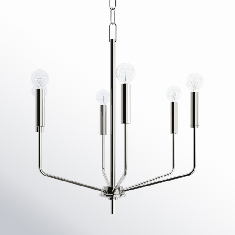 Polished Nickel 6-Light Candle Style Chandelier