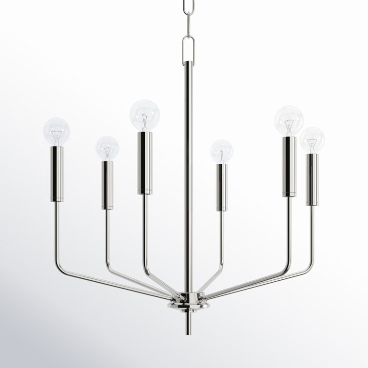 Polished Nickel 6-Light Candle Style Chandelier